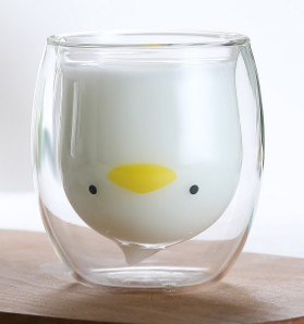 높은 붕규산 우유 머그잔 차 머그잔 절연 이중 벽 곰 유리 커피 머그잔